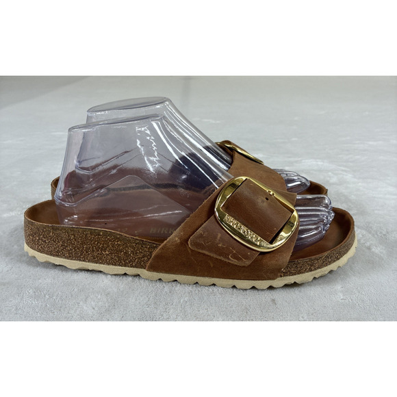 Birkenstock Madrid Big Buckle Sandals In Oiled Leather T-Strap Sandals Sz 39/8 - Picture 4 of 16